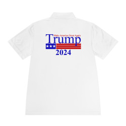 Trump Polo Make America Great Again 2024 White +6 NO FEEL Dye Printing