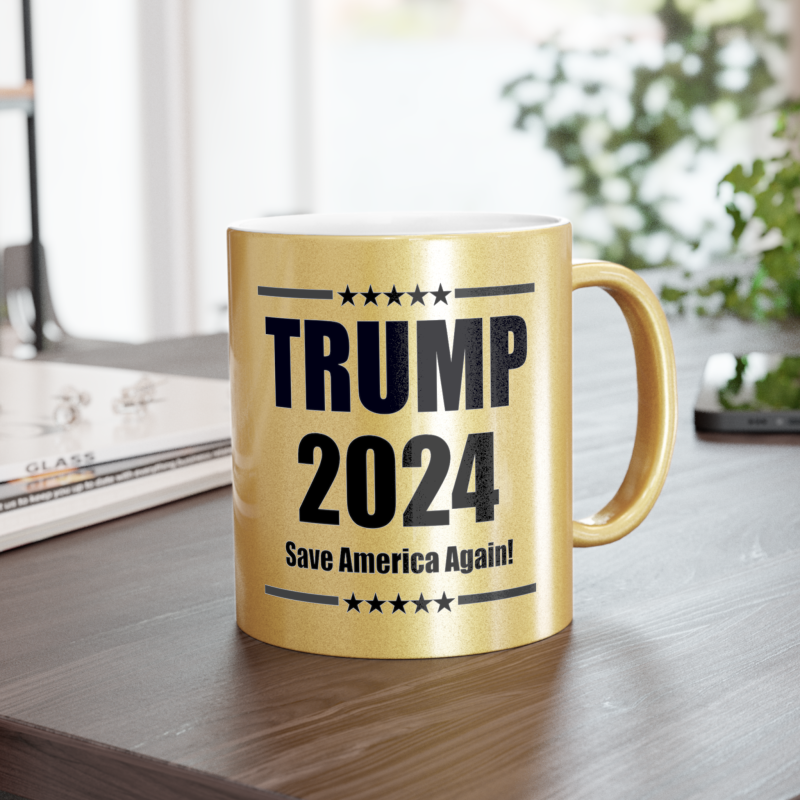 Trump 2024 Flakey Gold Covered Ceramic Mug Trump 2024 Flakey Gold Covered Ceramic Mug