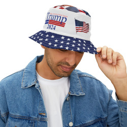 Trump Hat Bucket Hat 2024 Make America Great Again HD NO FEEL DYE PRINTING
