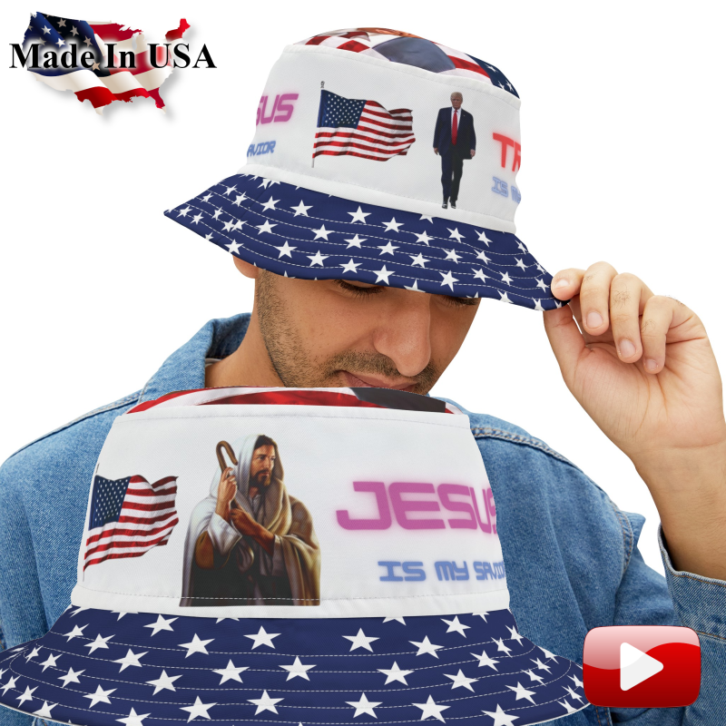 Trump Hat Bucket Hat Jesus Is My Savior Trump Is My President HD NO FEEL DYE PRINTING Trump Hat Bucket Hat Jesus Is My Savior Trump Is My President HD NO FEEL DYE PRINTING